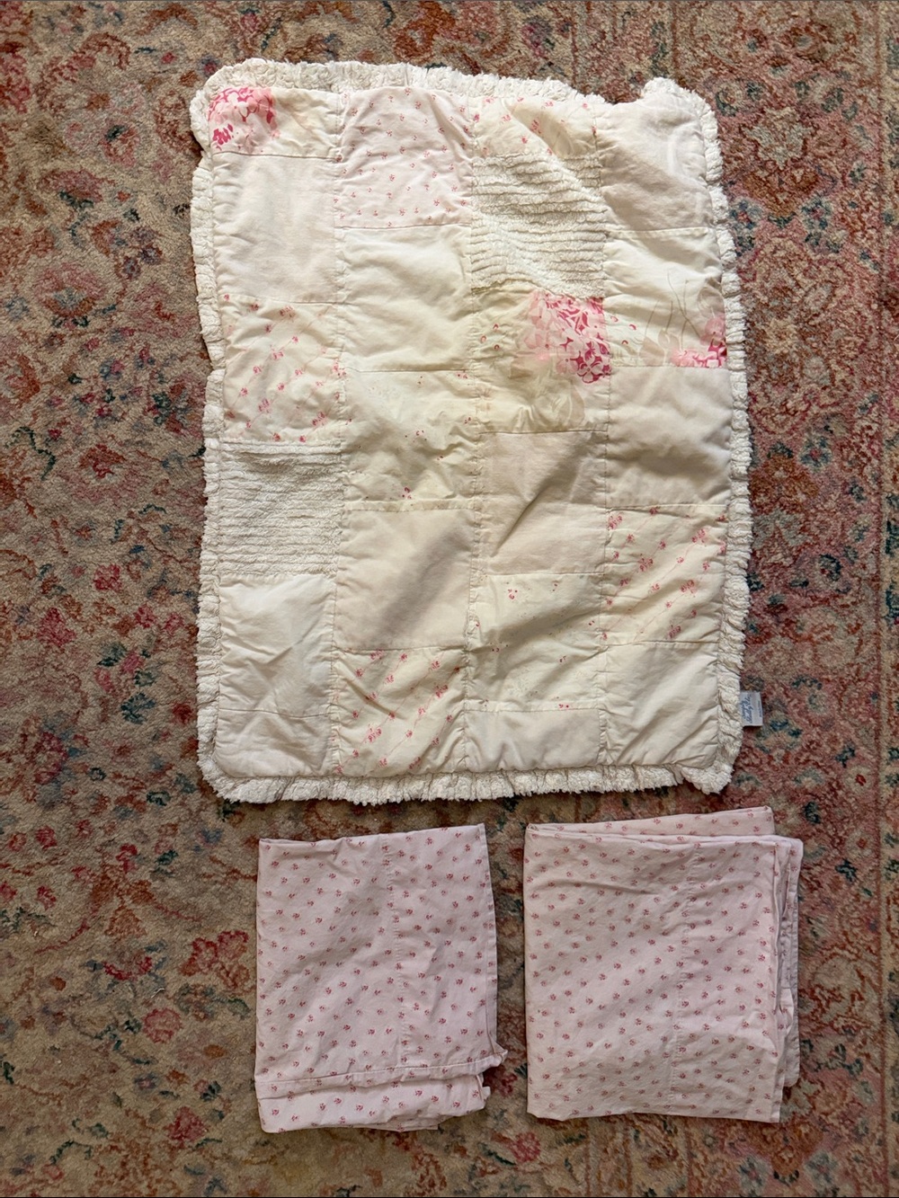 Simply Shabby Chic Pillowcases & Sham (1King, 2 Standard) with Pink Rose Print